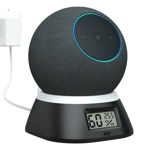 PlusAcc Stand for Dot Max - Desktop Stand Compatible with Dot Max & Google Nest Mini with LCD Screen, Indoor Thermometer/Digital Hygrometer, Speaker Desktop Holder, Non-Slip Base, Easy Installation, Space Saving, Home Use/