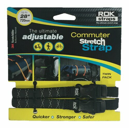 ROK straps (ロックストラップ) Commuter ストレッチ ストラップ ブラック リフレクティブ 2本入り ROK..