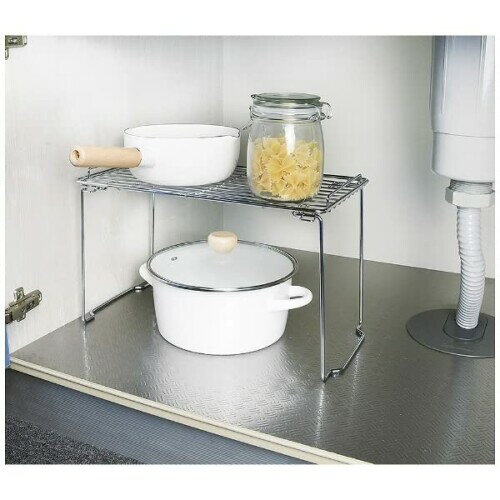 パール金属 積み重ね棚 ラック Lサイズ 足折れ式 収納 ストレージセレクト HB-6062 シルバー 製品サイズ:(約)幅44×奥行23×高さ26cm 製品重量:(約)0.85kg 素材・材質:鉄(クロムめっき) 生産国:中国 耐荷重:(...