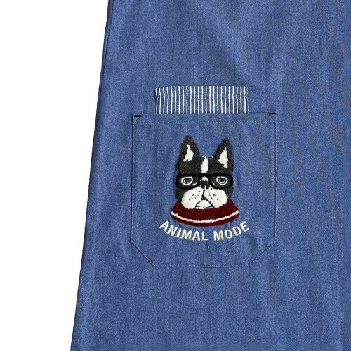 (クスグルジャパン) 脇釦あきエプロン 先染めデニム調脇釦あきエプロン パウロ 2510022 ブルー M〜L