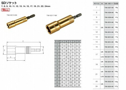 ������(Tajima) ����ѥ��ȥɥ饤�С���SD�����å� 6�� TSK-SD11-6K 11mm 1��