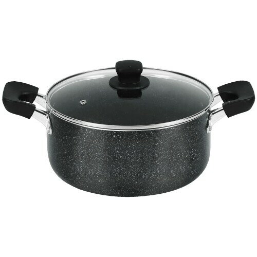 パール金属 煮込鍋 ガラス蓋付 24cm マーブルダイヤモンド IH対応 ママディナーα HB-5897