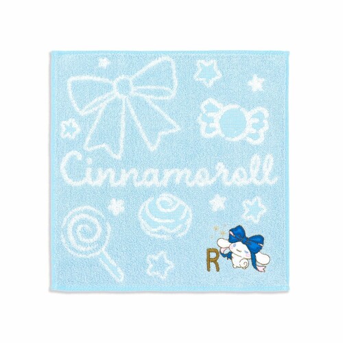 乐天商城 - タオル美術館(Towel Museum) サンリオ ビッグリボン シナモロール タオルハンカチ BR ブルー イニシャルR 28-2030070 約25×25cm