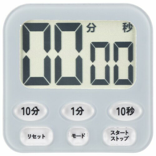 オーム(OHM) キッチンタイマー デジタル 時計付き 100分 カウントダウン カウントアップ 大画面デジタルタイマー マグネット・吸盤つき 時計付き大画面デジタルタイマー ブルー COK-T141-A 0