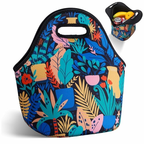 Desing Wish ランチバッグ ネオプレン 保冷 保温バッグ 折りたたみ式断熱バッグ お弁当ケース 軽量 大人 子供 通勤 通学 アウトドア キャンプ レジャー ピクニック お弁当袋 (rainforest)