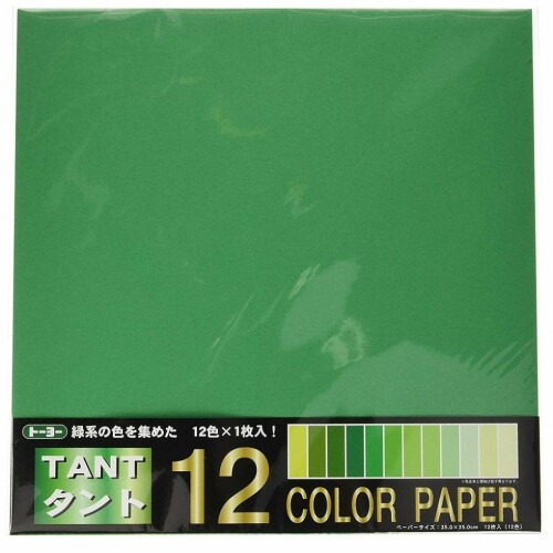 トーヨー 折り紙 タントカラーペーパー 35cm角 緑 12枚入 068304