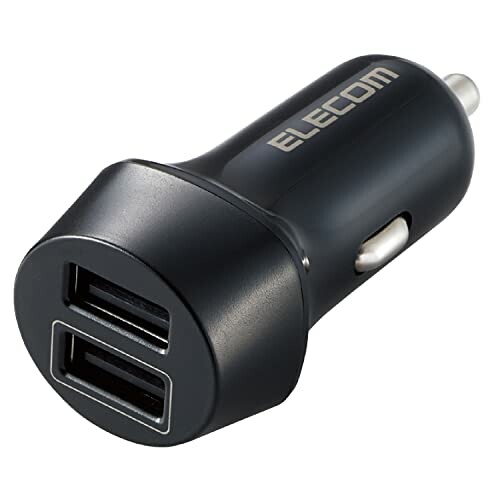 エレコム カーチャージャー シガーソケット USB 2ポート (USB-A×2) 12W 12V/24V入力対応 LEDランプ付き (iPhone SE3/SE2/13/12、iPad、Android 各種対応) ブラック EC-DC08BK