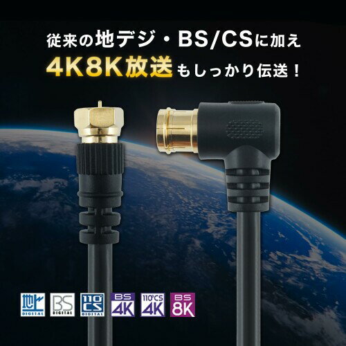 ホーリック アンテナケーブル 20m 4K/8K/BS/CS/地デジ/CATV対応 S-4C-FB 同軸 L字...