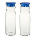 HARIO(ハリオ) 耐熱フリーポット マイン 冷水筒 2本セット 実用容量1200ml 透明 ブルー 耐熱ガラス製 熱湯・食洗器OK 麦茶ポット 日本製 FP...