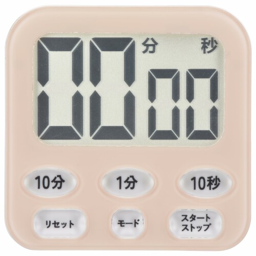 オーム(OHM) キッチンタイマー デジタル 時計付き 100分 カウントダウン カウントアップ 大画面デジタルタイマー マグネット・吸盤つき 時計付き大画面デジタルタイマー ピンク COK-T141-P 0