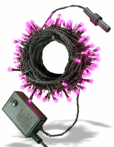 テルノン イルミネーション ライト LED 100球 ストレートタイプ 10m メモリー 機能 内蔵 コントローラー 付 10連結 可能タイプ （ ピンク ）