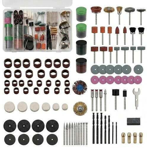 techova リューター用ビットセット 160点 25種類 軸径3.15mm 3.2mm・1/8インチ対応 研磨・切断・彫刻・穴あけ 【160点・25種類の充実セット】フラップホイール、ディスク砥石、サンディングバンド、軸付砥石、ダイヤモンドビット、フェルトバフ、ツイストドリル、ブラシなどを収録。サンディングペーパーは35枚入り×2箱、合計70枚付属します。 【幅広い作業に対応】研磨、研削、切断、穴あけ、彫刻、バリ取り、表面清掃に対応。金属、木材、樹脂、石材、ガラス、陶磁器など、素材や作業目的に合わせて先端パーツを使い分けられます。 【粗加工から仕上げまで】金属用・石材用軸付砥石、ディスク砥石、ダイヤモンドビット10本、ツイストドリル6本、大小のサンディングバンド、羊毛フェルトバフ、研磨用コンパウンドを収録。下地処理から細部加工、研磨仕上げまで対応します。 【軸径約3.15mm(3.2mm・1/8インチ対応)】 主要アクセサリーの軸径は実測約3.15mm(許容差±0.05mm)。3.2mmチャックおよび1/8インチ(約3.175mm)コレットに対応し、対応するミニルーターで使用できます。 【透明収納ケース付き】 210×108×30mmの透明収納ケースに各種アクセサリーをまとめて保管できます。必要なパーツを探しやすく、持ち運びにも便利。DIY、模型製作、アクセサリー加工、クラフト、木工、金属加工、家庭での補修作業などにおすすめです。 ※ミニルーター本体は付属しません。 商品コード34082270595商品名techova リューター用ビットセット 160点 25種類 軸径3.15mm 3.2mm・1/8インチ対応 研磨・切断・彫刻・穴あけカラーマルチカラー（ブラウン、ブラック、グリーン、レッド、シルバー）※他モールでも併売しているため、タイミングによって在庫切れの可能性がございます。その際は、別途ご連絡させていただきます。※他モールでも併売しているため、タイミングによって在庫切れの可能性がございます。その際は、別途ご連絡させていただきます。