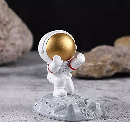 DEMI LOUS スマホ ホルター 卓上 スマホスタンド 宇宙飛行士 かわいい クリスマス 飾り プレゼントカード 立て 携帯たて 人気フィギュア クリスマスプレゼント (プッシュポーズ ゴールド)