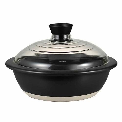 HARIO(ハリオ) フタがガラスの 土鍋 9号 3000ml 中身が見える 耐熱ガラス 陶器 日本製 GDN-255-B-W