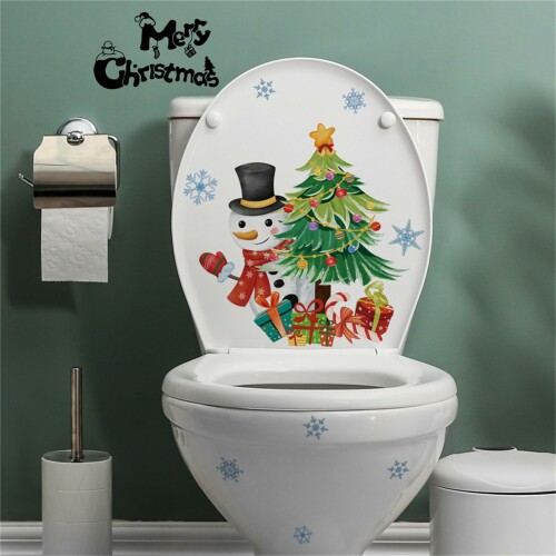 Condessacity トイレ ウォールステッカー おしゃれ 便器 シール 英語 クリスマス 可愛い 雪だるま ギフト クリスマスツリー トイレの蓋 ステッカー スノーマン 雪の結晶 フルーツの枝 松ぼ