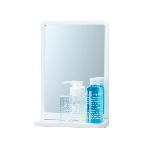 レック 水切りラック付き ミラー M (鏡 サイズ17.5×25cm) シリコンボンド ・ ピン ・ 木ネジ ・ 引掛け..