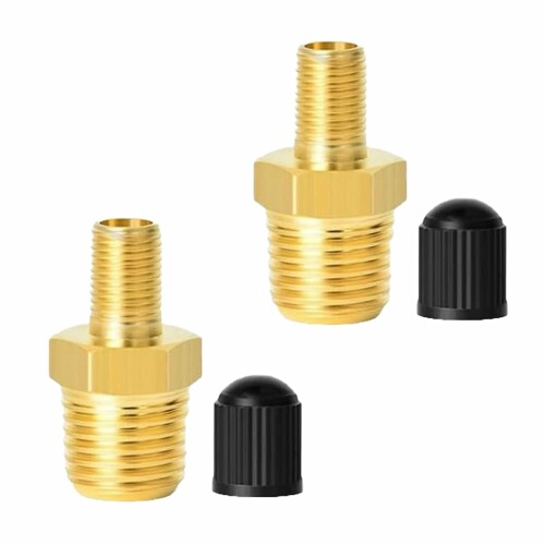 APEZHLQ タイヤエアバルブ 2個セット 米式 1/4インチNPT 真鍮製 保護キャップ付き バイク・オートバイ用