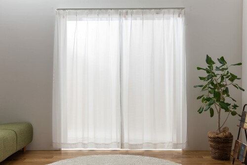 Rakuten - ユニベール(Univer) ミラーレースカーテン 外から見えにくい プライバシー レースフェア ホワイト 幅200cm×丈133cm 1枚