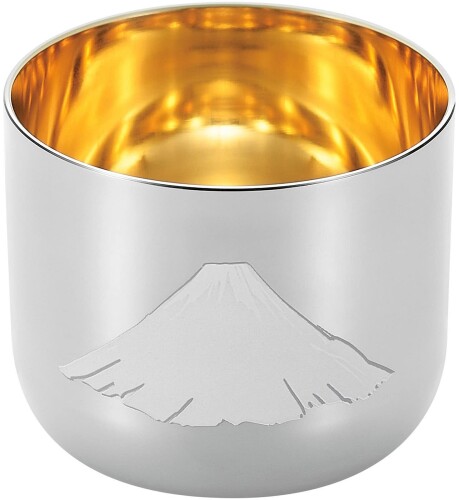 よこやま ぐい呑み お猪口 感温 赤富士 内面金メッキ 燕熟の技 100ml 1PC EJG-350