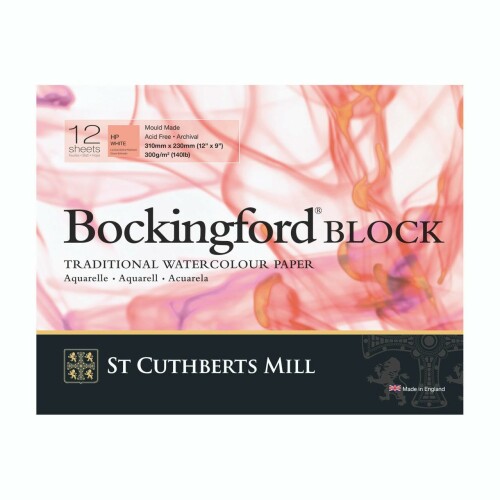 Bockingford マルマン 水彩紙 セントカスバーツ ボッキングフォード ブロック 31×23cm 300g/m2 極細 12枚入 45130001011C