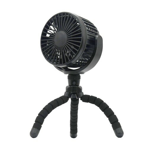 TOPLAND トップランド 卓上扇風機 デスクファン どこでもFAN ホーム & カー 9cm 4枚羽 角度調節 固定アーム 付属 (風量3段階) 3電源対応 (AC + USB + 別売乾電池) ブラック SF-DF28BK