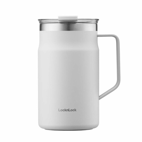 Rakuten - ベストコ マグカップ ふた付き 保温 保冷 ステンレス 600ml 大きめ ホワイト LHC4282NWHT ロック&ロック メトロ