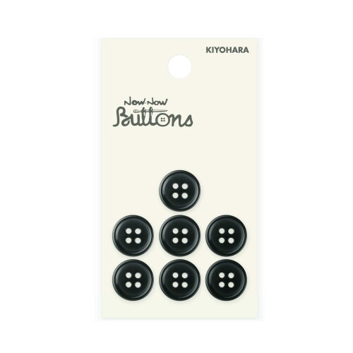 Dressmaking Materials - KIYOHARA ナウナウボタン カラーボタン 4つ穴 7個入り 直径13mm 黒 NWN72