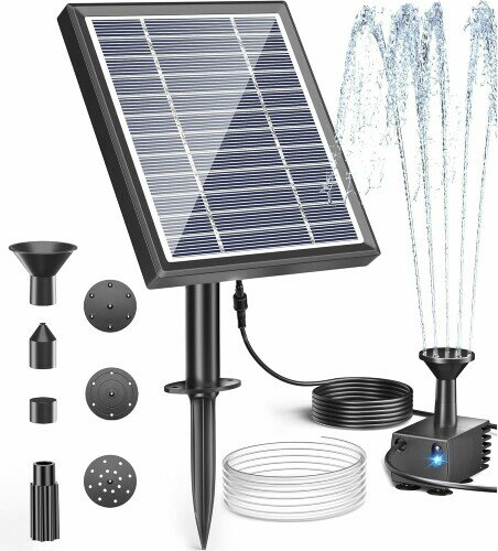 Biling 2.5Wソーラー噴水ポンプ 屋外 太陽光発電式 循環ポンプ 池ポンプ ガーデン用 DIY 水景 バードバス用 ノズル付き 空運転防止 充電不要 ダイレクトドライブ