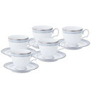 Noritake ノリタケ カップ & ソーサー セット ( コーヒー ティー 兼用) 250cc ハンプシャープラチナ 5客 ファインポーセレン F91988...
