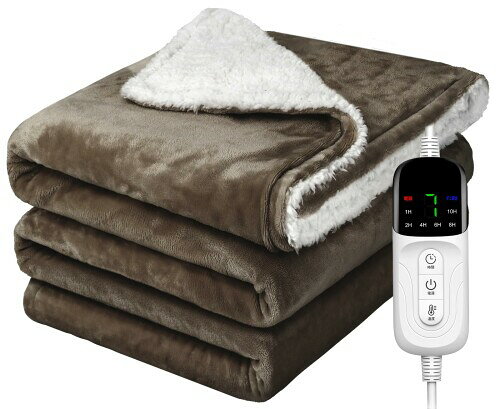 電気毛布 掛け敷き兼用 188×130cm電気ブランケット 電気ひざ掛け 3分速暖 恒温加熱 7段階温度調整 6段階切タイマー 【両面生地&3分速暖&188x130cm大きめサイズ&掛け敷き兼用】電気毛布は掛け敷き両方に使えます。表面のフランネルと裏面の起毛素材を採用しており、ふわふわで軽くて肌触りがよく、いつまでも触っていたいような触り心地。電源を入れてから30秒ほどで暖かさを感じ、3分ほどで徐々に全身まで温かくなります。更にKOCEEY電気毛布は約188cm130cmの大きいサイズを設計しており、全身を包み込んで体をぽかぽかに、厚手生地なので朝まで適切に体を温めてくれます。暖房器具はこの1枚で、寒い日でもゆっくり過ごします。 【7段階温度調整&6段階切タイマー&自動電源オフ】従来の電気ブランケットとは異なり、強-中-弱の3つのモードだけではなく、1から7までの温度段階「30[度]、33[度]、36[度]、39[度]、42[度]、45[度]、48[度]」を調整できる電気敷き毛布です。人が快適に眠れる寝床内温度は32~34[度]、自分の体温や周りの気温に合わせて、快適な温度に設定できるのが特徴です。一人用はもちろん、家族全員で使用することもできます。また、1H/2H/4H/6H/8H/10H切タイマー機能付き、お好みによって設定可能、時間が切れると自動的電源オフ、お年寄りや子供でも安心して使用できます。(セットしない場合は、起動後3時間自動的に電源が切れますので、電源をうっかり切り忘れることを防止します。) 【頭寒足熱&恒温運転&省エネ】電気掛け毛布の内部は「頭寒足熱配線」設計で、布団内部が素早く温まる、足元を中心にしっかりあたためますので快適にすごせます。足先が冷えてなかなか寝つけない人にもおすすめです。また設定した温度で恒定に運転し、周囲の温度によって出力を調整でき、暖房費用を削減しながら暖かさを保ちます。更に電気敷き毛布の消費電力は僅か90Wで、ほかの暖房家電と比べて、電気代が安く、節電できる点が魅力です。財布に優しい暖房器具です! 【ダニ退治&抗菌除臭&丸洗い可】ダニ退治機能も搭載されております、電源を入れて、電源ボタンを一回押すとダニ退治モード「7?1H」になります。抗菌除臭にも効果的、黄色ぶどう球菌などの菌が繊維上で増殖することを抑える加工で、細菌が発する「嫌な臭い」を抑えます。また、電気掛け毛布のコントローラーを外すことで洗濯機で丸洗いが可能です。 ※洗濯の際は、洗濯ネットをご使用ください。ドラム型洗濯機や乾燥機は使用不可。 【場所を問わず冬に大活躍&1年間保証】電気毛布サイズ:約188×130cm 電源コード長さ:約210cm。ひざ掛け、肩掛けなどの掛け毛布としてはもちろん、敷き毛布としても使える大き目サイズ。ベッド、ソファ、オフィスいろんな場所で大活躍!お買上げから、最大1年間の保証付き、万が一、初期不良や自然故障など不具合が応じた場合、「連絡方法」1、取扱説明書で記載している連絡先までご連絡ください。2、「アカウントサービス」「注文履歴」「販売元」「質問する」遠慮なくご連絡ください。(ご注意:電気毛布サイズは手動的に測定ですから少しご誤差あることご了承ください。) 商品コード34081984764商品名電気毛布 掛け敷き兼用 188&times;130cm電気ブランケット 電気ひざ掛け 3分速暖 恒温加熱 7段階温度調整 6段階切タイマー型番TP130190サイズ188&times;130cmカラーブラウン※他モールでも併売しているため、タイミングによって在庫切れの可能性がございます。その際は、別途ご連絡させていただきます。※他モールでも併売しているため、タイミングによって在庫切れの可能性がございます。その際は、別途ご連絡させていただきます。
