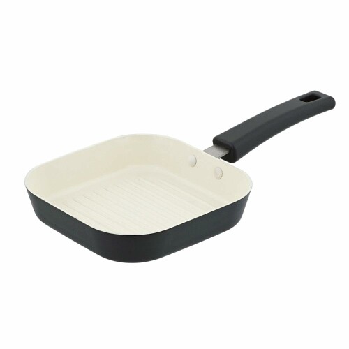 LIV PLUS フライパン グリルパン 14.5cm セラミック ミニ ガス火専用 角形 マットグレー ND-2796 ミニパン