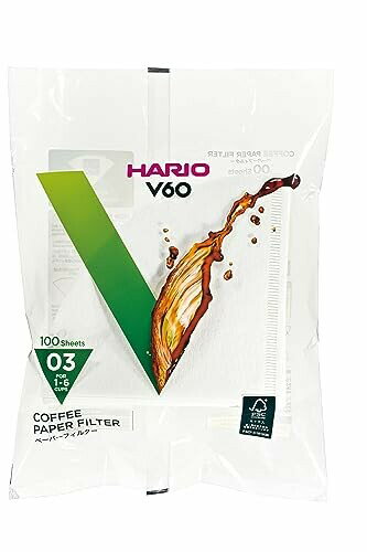 HARIO (ハリオ) V60用 ペーパーフィルター03W コーヒードリップ 1~6杯用 100枚入り ホワイト VCF-03-100W