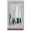 VICTORINOX(ビクトリノックス) キッチンセット 三徳包丁&ピーラー&ハサミ4本セット ピッツァピール ブラック キッチンのあらゆる作業と調理で活躍 食...