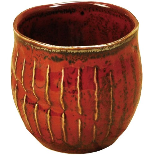 ヤマコー 削ぎ目 湯のみ ゆず赤 日本製 79310 約[ファイ]7.5×h8cm