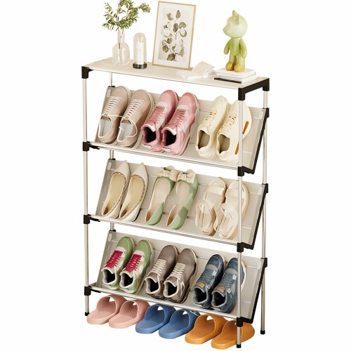 ドア後 靴棚 省スペース 多機能 靴 収納 防塵 斜面 シューズラック shoe rack 玄関 隙間収納 シューズラッ
