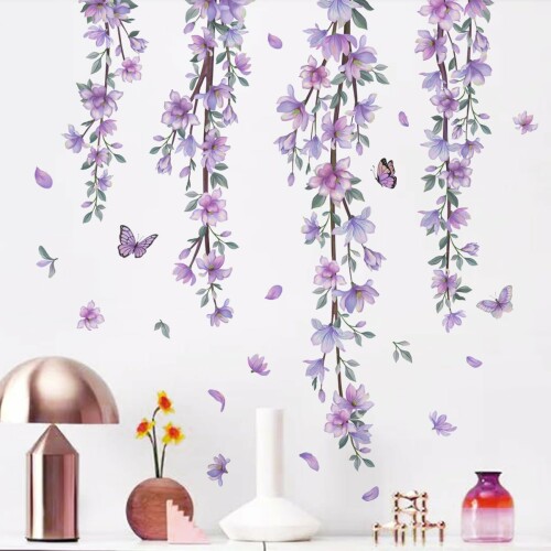 ZARROUEA DIY ウォールステッカー 北欧 蝶 花 緑の籐 葉っぱ 壁紙 観葉植物 つる植物 つりラン 緑の植物 部屋の壁のシールリビングルームの壁のシール wall sticker decoration 子供 部屋 モダンア