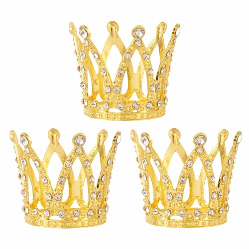 ケーキトッパー 3個セット 可愛い ミニ王冠 プリンセス ティアラ ケーキ 飾り ミニ...