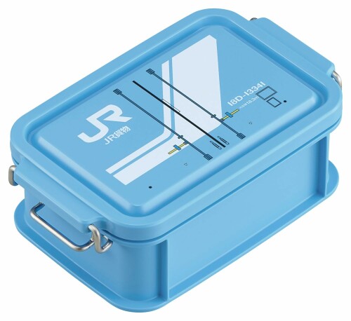 OSK(オーエスケー) 弁当箱 JR貨物 コンテナランチボックス 仕切付 ブルー450ml 日本製 食洗機 電子レンジ対応 スタッキング可能 おしゃれ かっこいい 男女兼用 子供用 大人用 学生 収納ボッ