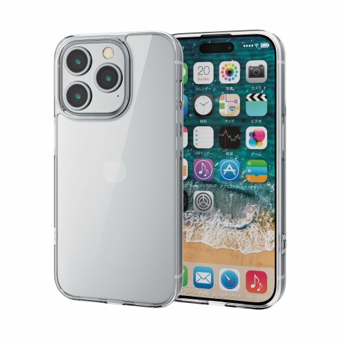 Rakuten - エレコム iPhone15 Pro ケース ガラス 硬度9H ハイブリッド素材 側面TPU 四つ角エアークッション ストラップホール付き クリア PM-A23CHVCG1CR