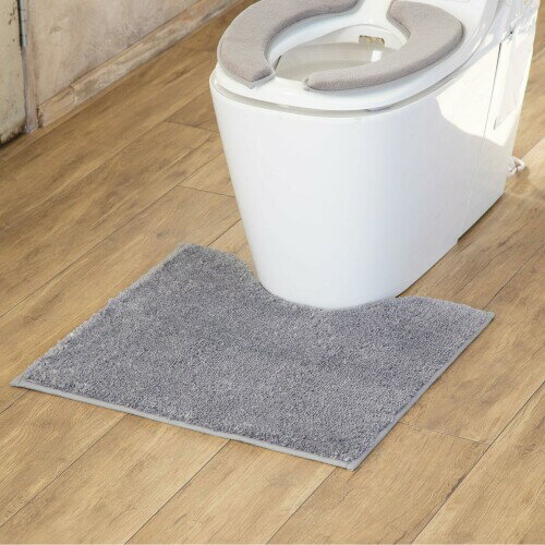 藤栄(FUJIEI) ホイップ Lite トイレマット 60×55cm グレー | 洗える トイレファブリック マット 敷物 トイレ床マット ふわふわ ずれない 厚手 ベーシック WL-104