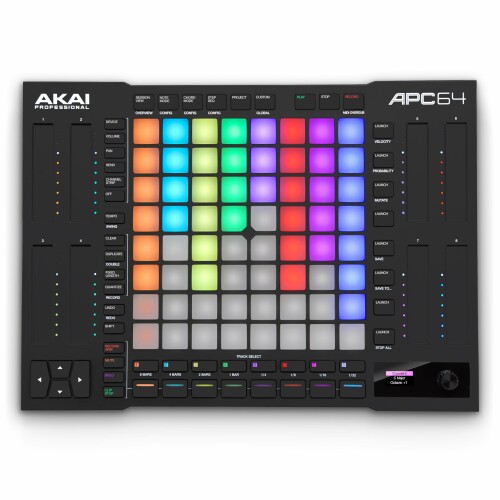 AKAI Professional Ableton MIDIコントローラー サンプラー ステップシーケンサー内蔵 64 RGB ベロシティセンシティブパッド フィンガードラム MIDI入出力 DTM DAW 8本のタッチストリップ付き APC64