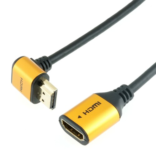 ホーリック HDMI延長ケーブル L型270度 0.5m ゴールド HLFM05-586GD コネクタ形状:HDMI標準コネクタ(タイプA/オス)-HDMI標準コネクタ(タイプA/メス) コネクタサイズ ・L型:W19.6 x H20.5 ...