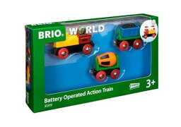BRIO (ブリオ) WORLD バッテリーパワーアクショントレイン (全3ピース) 対象年齢 3歳~ (電車のおもちゃ 木のレール 電動 機関車) 33319