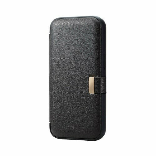 エレコム iPhone15 ケース &me 手帳型 レザー 革 マグネット開閉 カードポケット×2 チャコールブラック PM-A23APLFYJ3BK