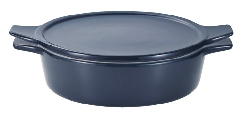 パール金属 鍋 18cm 浅型 オーブン対応 電子レンジ対応 レシピ付 ネイビー おまかせ L-1989