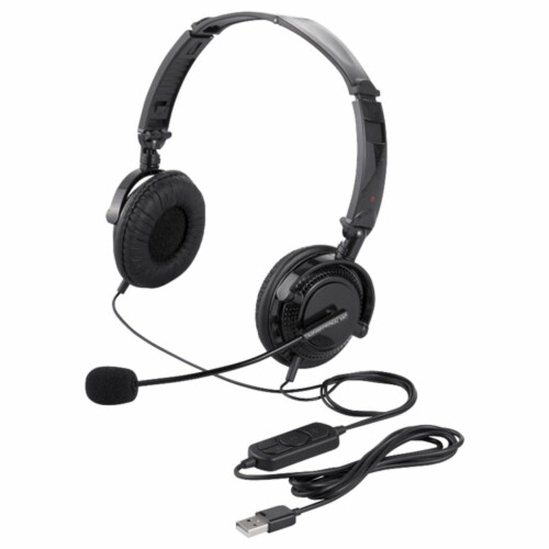 BUFFALO 両耳ヘッドバンド式ヘッドセット USB接続/折りたたみタイプ ブラック BSHSUH13BK
