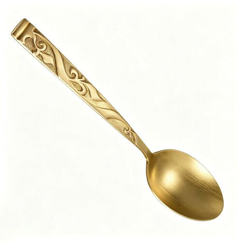 真鍮のスプーン 銅 Pure Copper Spoon アウトドアキャンプ用 持ち運びに便利なベルベットバッグ包装、銅製カトラリー