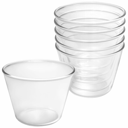 【送料無料】耐熱ガラス プリンカップ 150ml シリコン蓋付 6個セット オーブンOK！電子レンジOK！ (レッド)