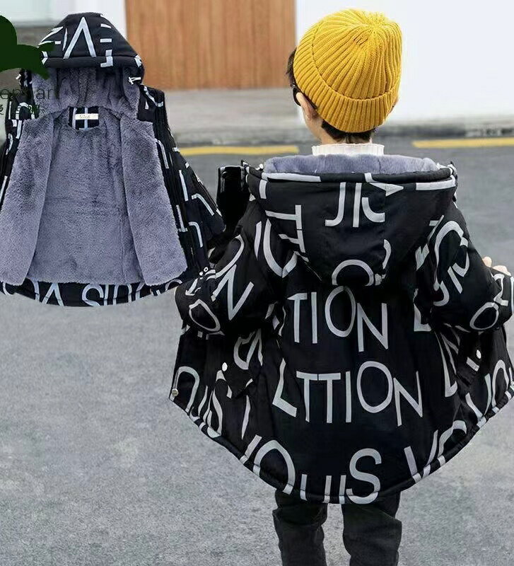 中綿ジャケット 男の子 裏起毛 厚手 キッズ 総柄 アウター かわいいコート 子供アウター キッズ中綿コート 裏ボアジャケット 子供服 暖かい冬綿コート ジュニア 防寒 子供 中綿コート フード付き あったかアウター 可愛い おしゃれ 小学生 中学生 通学用 KCFC107(2色110-160)