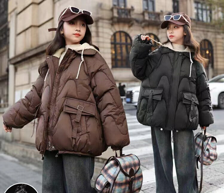 Rakuten - 中綿ジャケット 女の子 キッズ 無地 アウター 子供アウター キッズ中綿コート 子供服 ジュニア 防寒 暖かい冬綿コート 中綿コート 可愛い おしゃれ フード付き 小学生 中学生 通学用 KCFC116(2色120-170）